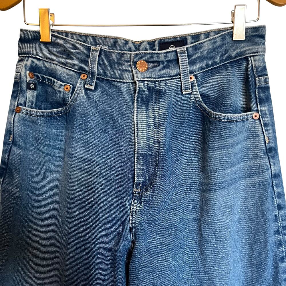 Ag Adriano Goldschmied Deven High Rise Ultra Wide Leg Jeans Blue Denim Size 28R - Picture 6 of 12